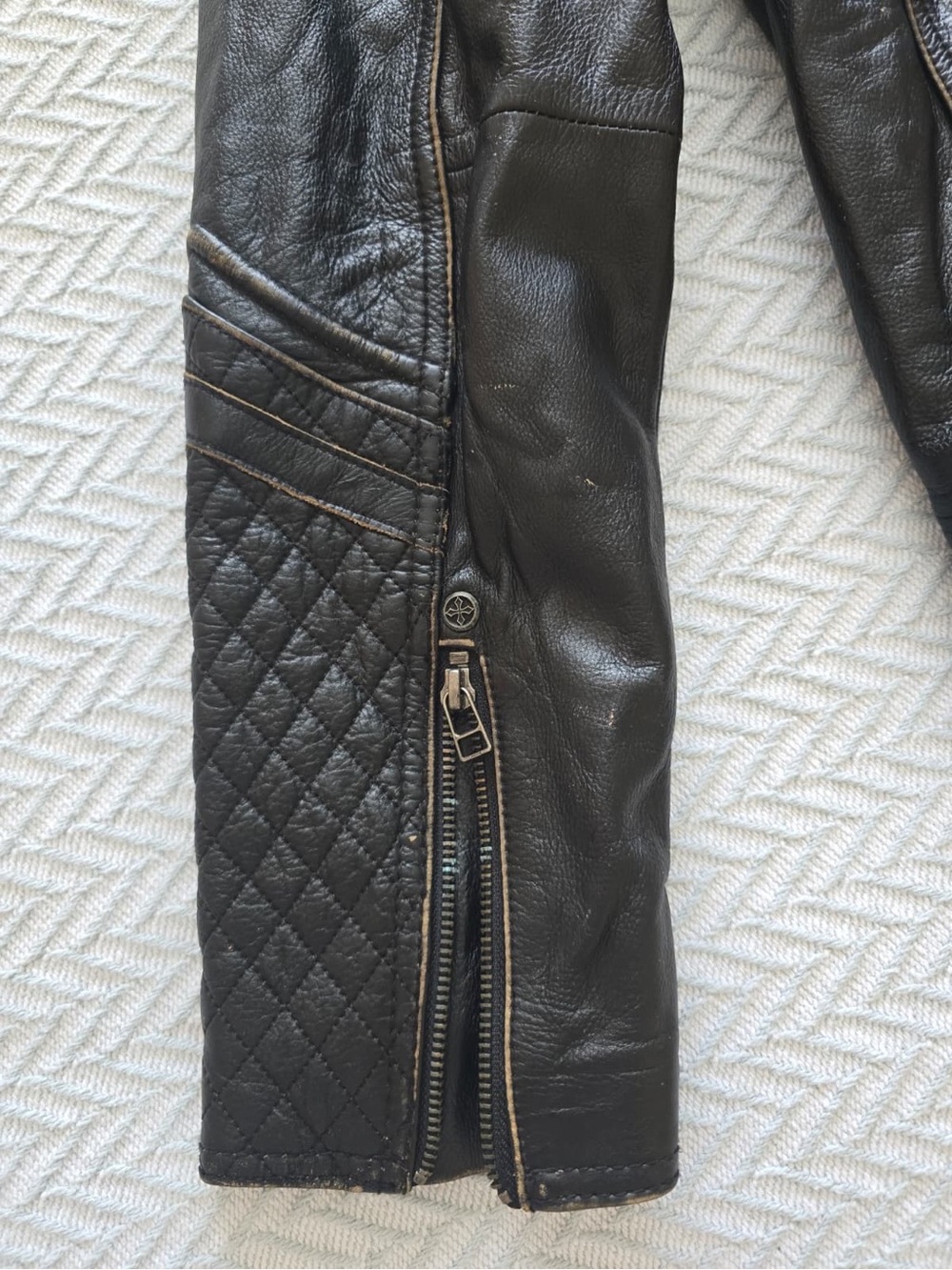 Affliction Dark Brown Embossed Leather Bomber Jacket. Limited Edition - Picture 10 of 15